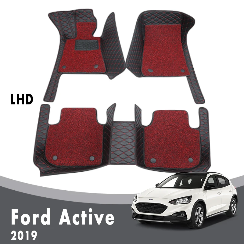 

Car Floor Mats For Ford Active 2019 Luxury Double Layer Wire Loop Carpets Auto Interior Parts Accessories Custom Foot Pads Cover