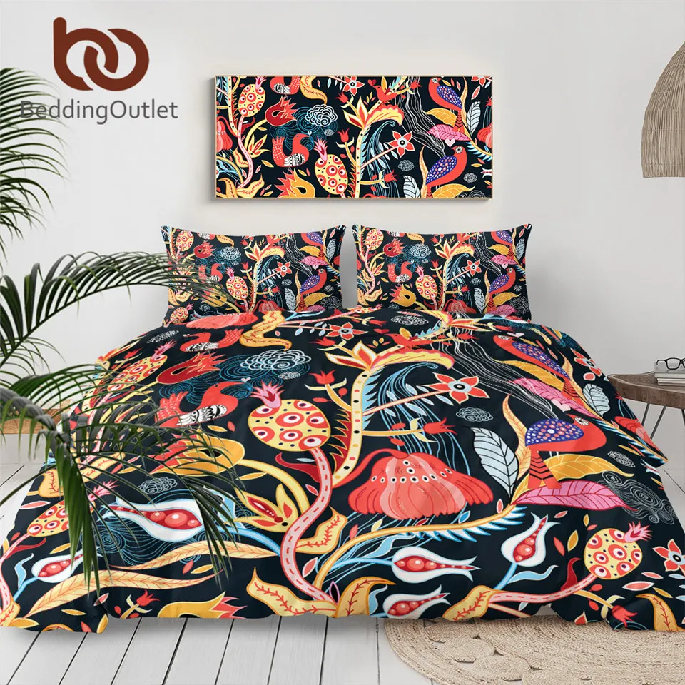 

BeddingOutlet Flower Bedding Set Bohemian Duvet Cover Set Piranha Home Textiles Floral 3d Printed Bedclothes Blooming Bedspreads