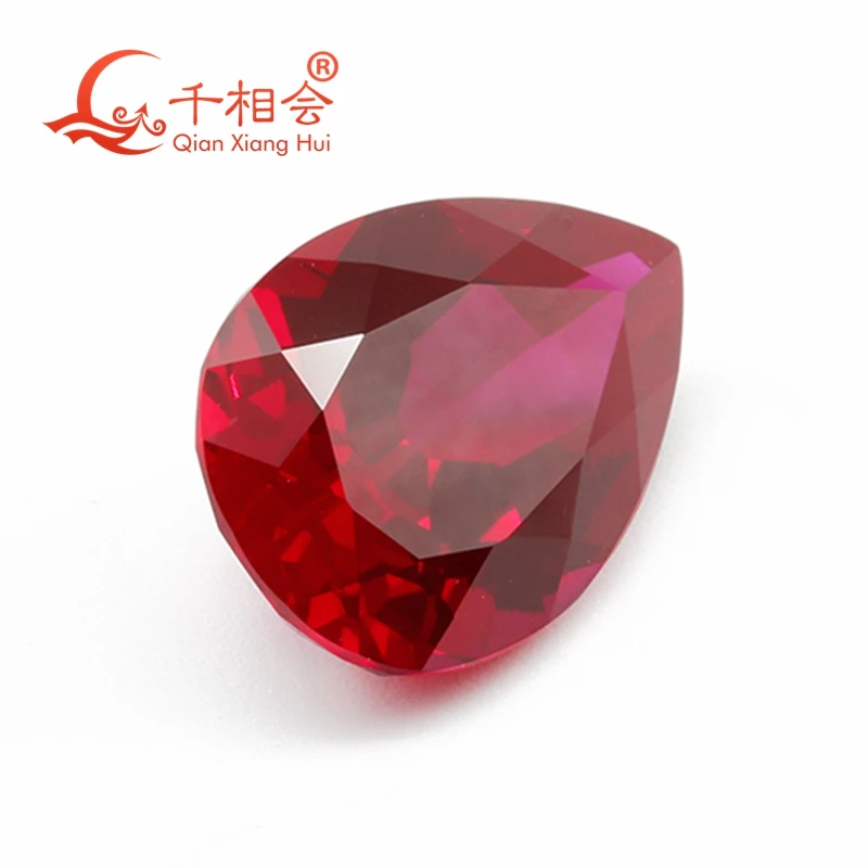 Rubino artificiale rosso a forma di pera trasparente 5 #   Pietra preziosa sciolta di corindone taglio naturale di colore - Gioielli
