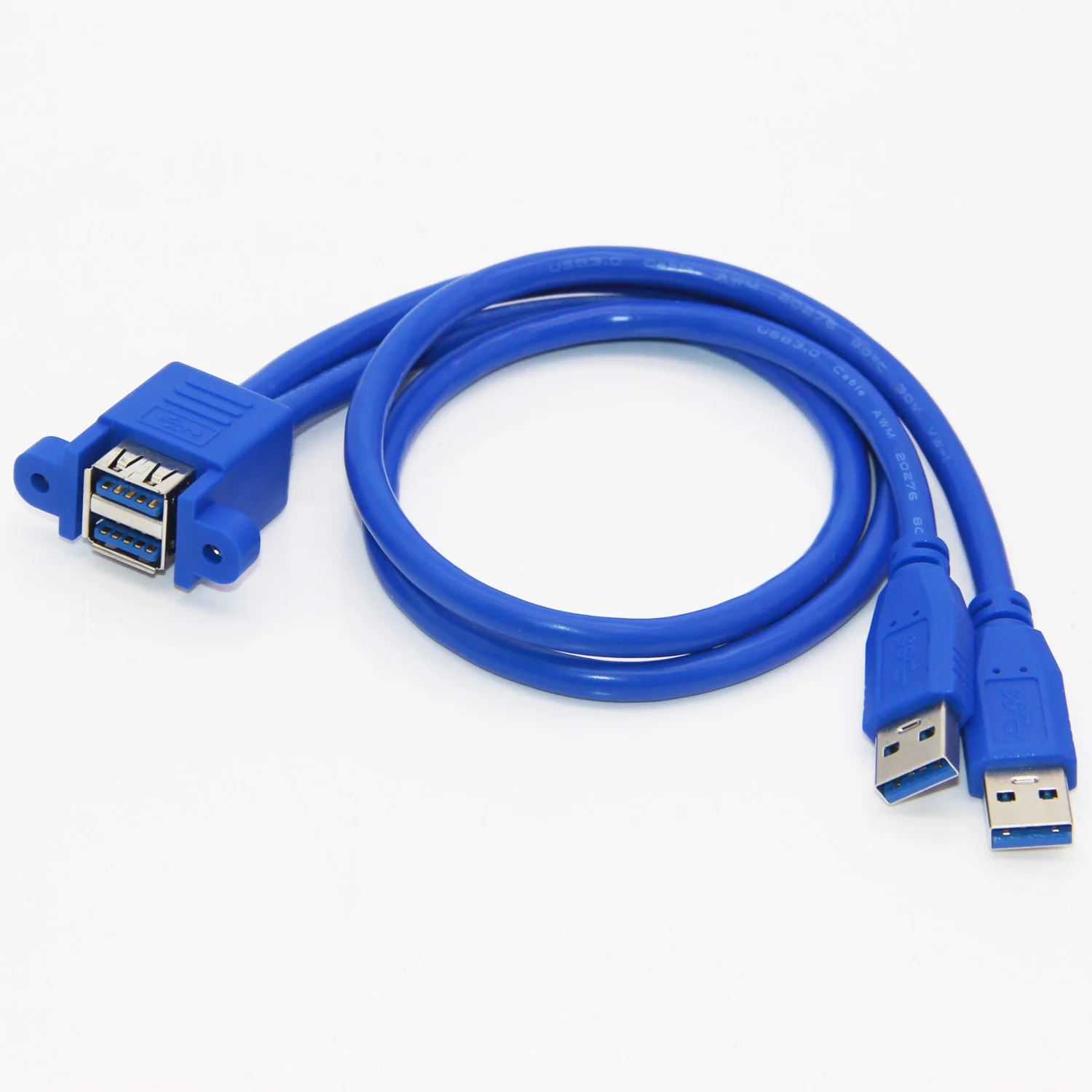USB 3.0 Extension Cable Dual USB3.0 Male to Dual USB3.0 Female with Screw Panel Mount 50cm