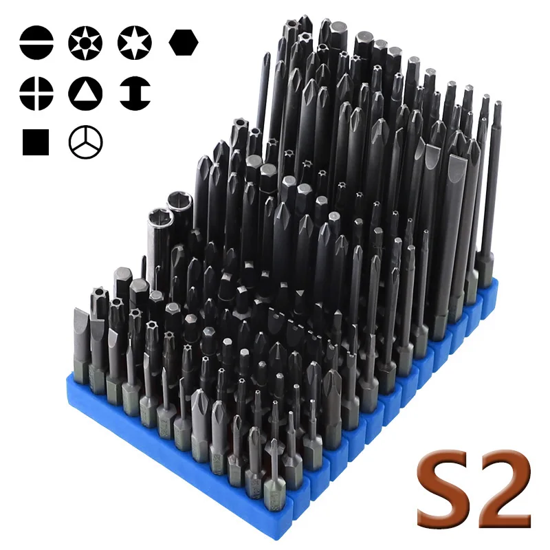 

Magnetic S2 Screwdriver Bits 1/4inch Hex Shank Screw Driver Set Hand Tools for PH Torx Hex Slotted Y-Type Square Screws