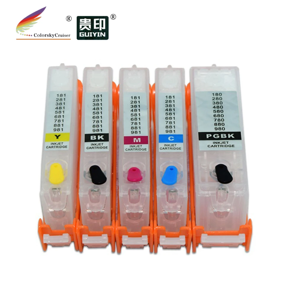 RCC580-5 refillable refill ink cartridge for Canon PGI-580 CLI-581 PGI580 CLI581 PGI 580 CLI 581 PGBKBKCMY 1 set = 5 cartridges