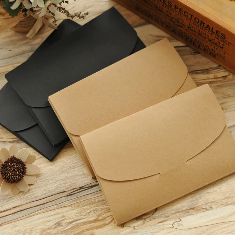 

Brown/Black Kraft paper envelope bag Silk scarf gift paper box postcard packing box photo invitation card packaging boxes 100pcs