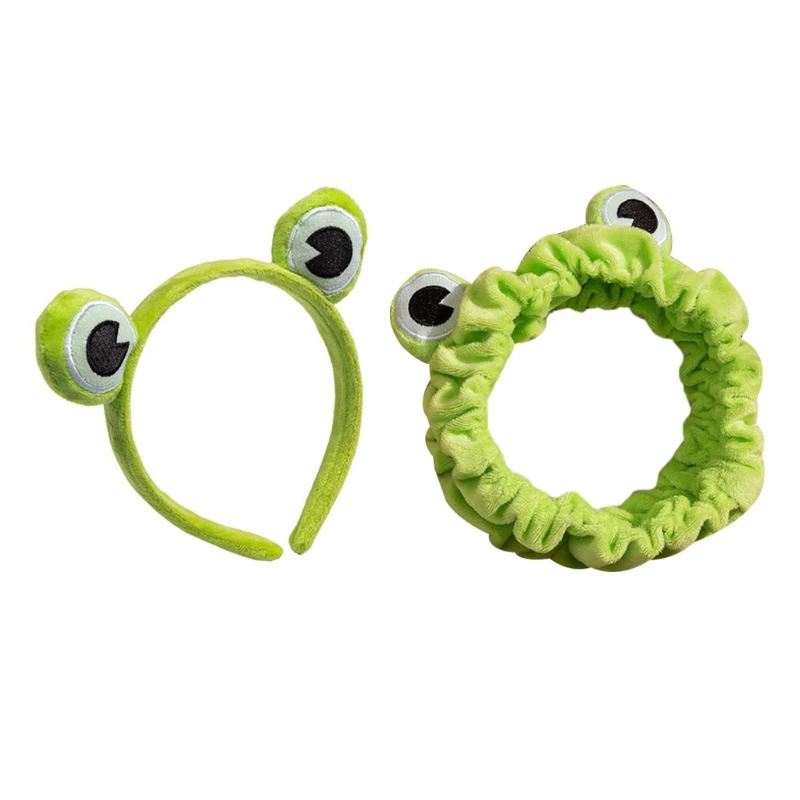 Wash Face Makeup Headband Cute Frog Eyes Elastic Hair Hoop Plush Wrapped Bandana X7YA