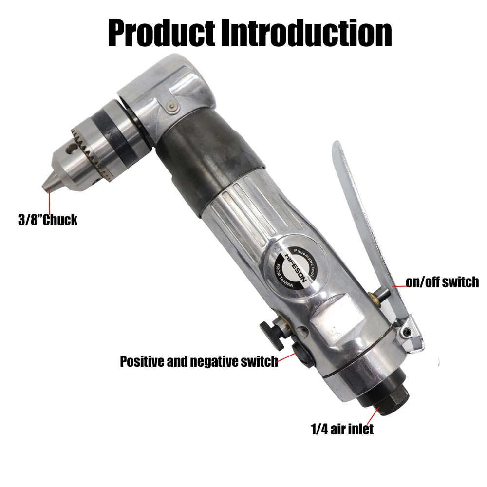 Imagem -02 - Broca de ar Pneumática de 90 Graus tipo Pistola de Alta Velocidade Ferramenta Reversível para Perfuração de Buraco 10 mm