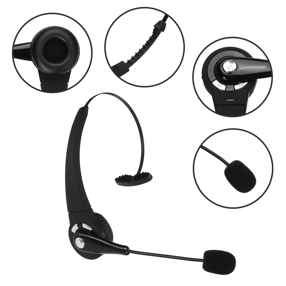 Over-Head Noise Canceling Headphones Calling Center Bluetooth-compatible Wireless Headset Mic Hands Free for Drivers