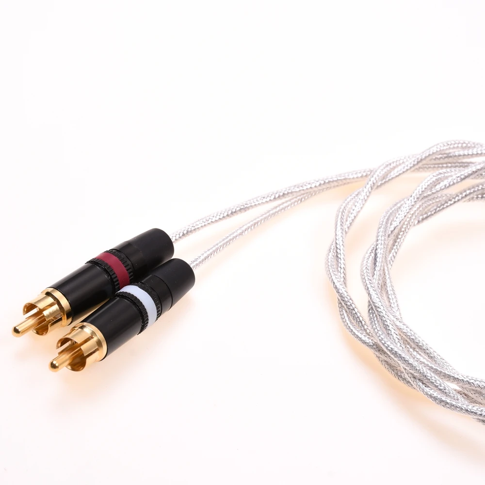 المزدوج RCA ذكر إلى XLR أنثى متوازن محول الصوت ، الفضة مطلي درع كابل ، 4Pin