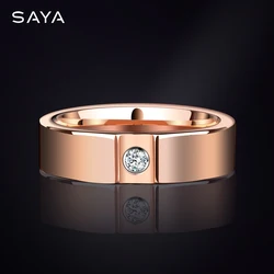 Tungsten Rings for Women Men Simple Couple Wedding Bands Inlaid Moissanite Fashion Jewelry for Male, Customized