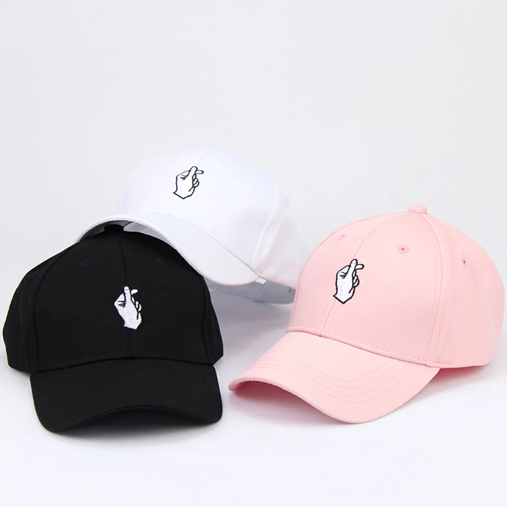 Pink Hat Men Women Baseball Cap HipHop Curved Snapback Love Finger Gesture Adjustable Baseball Cap 2024 summer sunhat