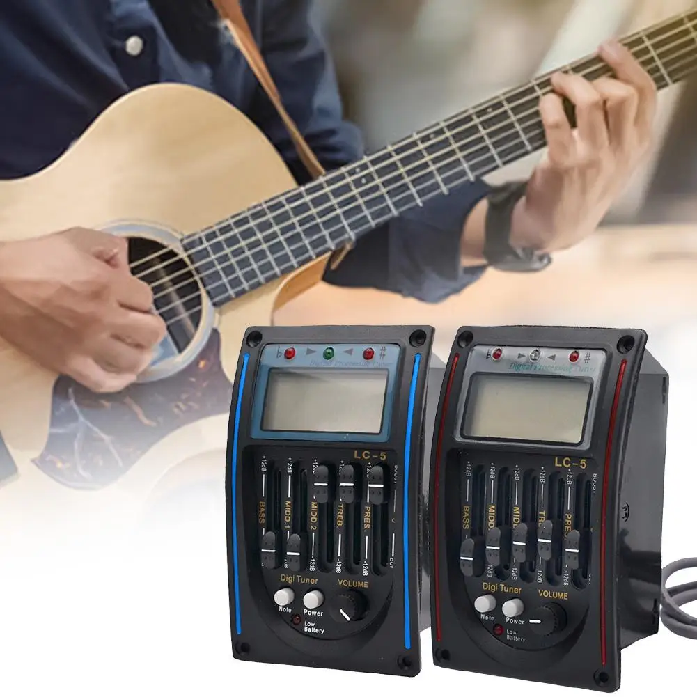 LC-5 Acoustic Guitar Piezo Pickup 5 Bands Backlight Preamp EQ Equalizer Tuner 5 Bands Piezo Pickup Equalizer System guitarra