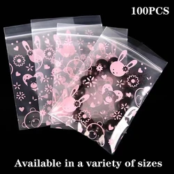 Pink Rabbit Small Plastic Zipper Bag Ziplock Bag Ziplock Pill Packaging Pouches Mini Zip lock Bags Plastic Packaging Bags 100pcs