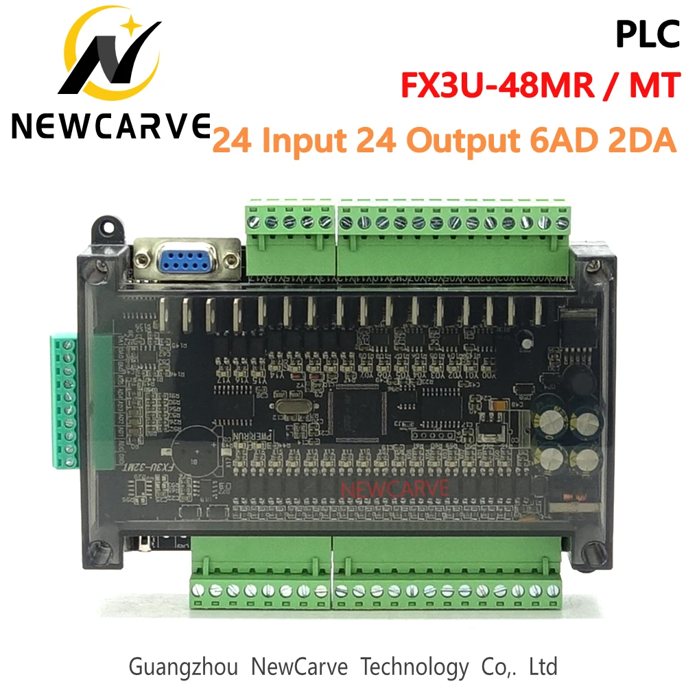 FX3U-48MT FX3U-48MR PLC Industrial Control Board 24 Input 24 Output 6AD 2DA With RS232 RS485 Communication NEWCARVE