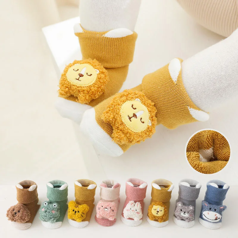 Newborn Baby Girl Boy Cute Cartoon Animal Socks Non-slip Kids Floor Socks Winter Warm Socks for Infant Toddler