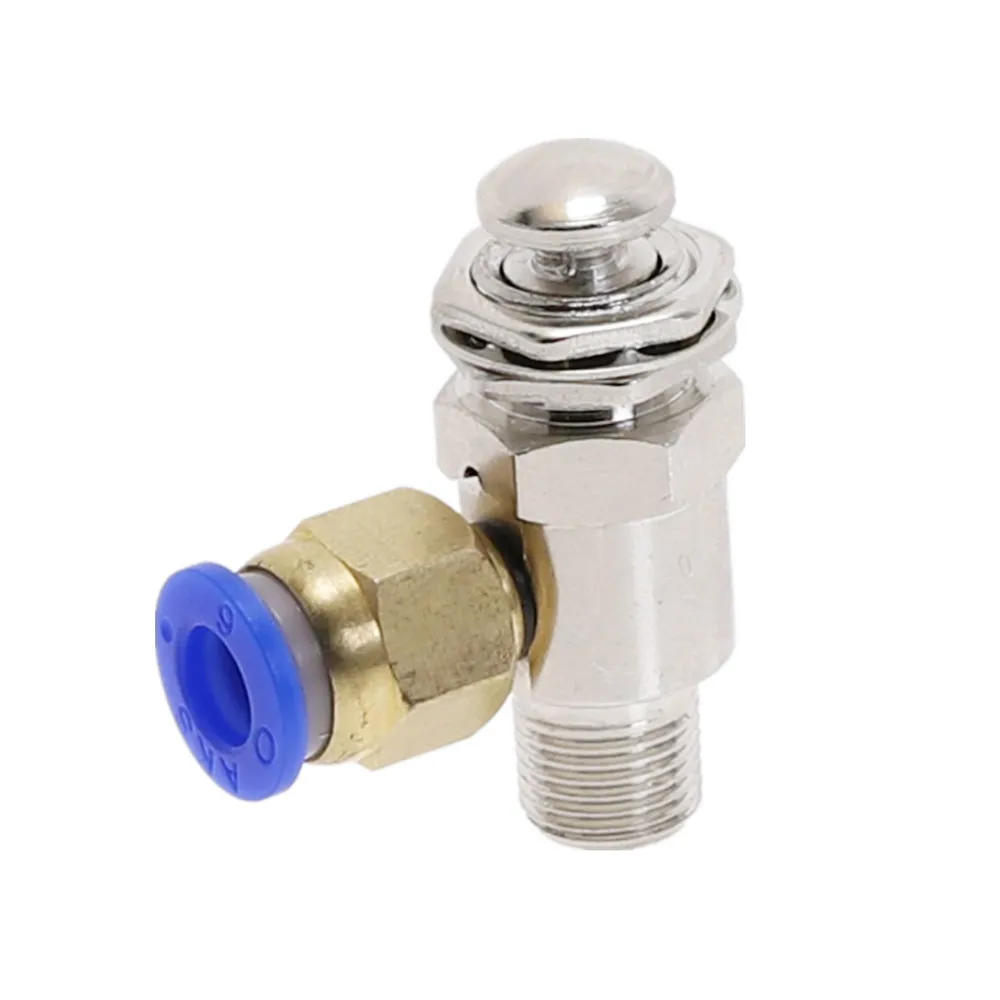 

TAC-3P Air Pneumatic Mechanical Valve Exhaust valve 2 Position 3 Way M5 Female 1/8" Male Thread Button Switch Valves with Fittin