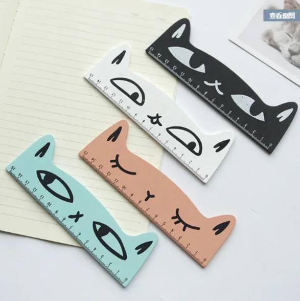 15cm Fresh Candy Color Cute Cat Wooden Ruler Measuring Straight Ruler Tool Promotional Gift Stationery