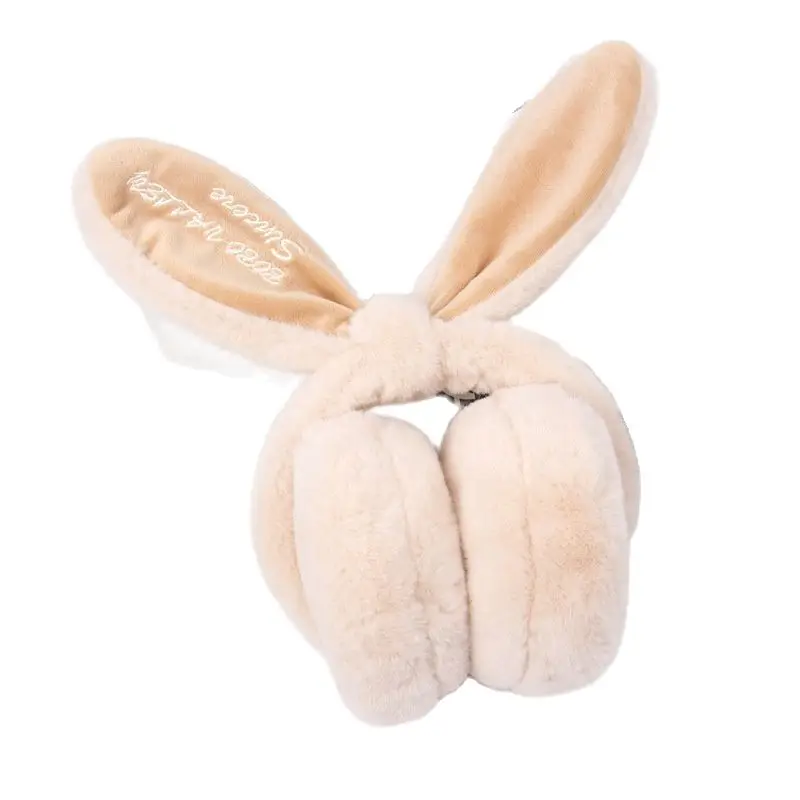 Fashionable  Popular Plush Ears  Autumn and Winter Cold Proof and Warm Rabbit Ears Foldable Women's Earmuffs