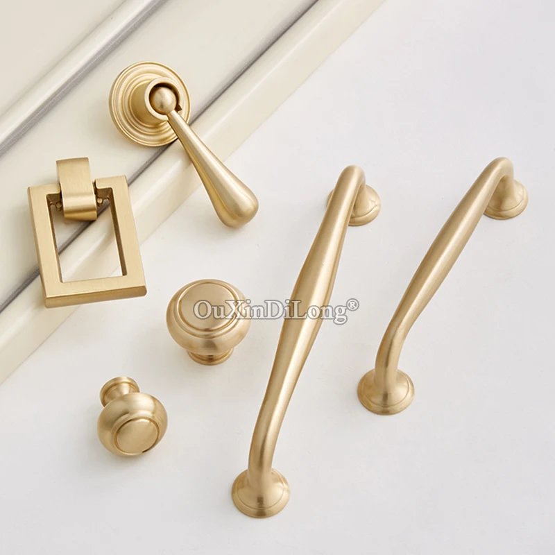 Top Designed 10PCS European Solid Brass Cabinet Door Handles Cupboard Wardrobe Drawer Kitchen TV Cabinet Pulls Handles & Knobs