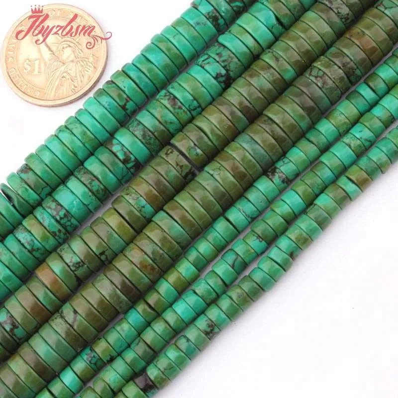 2x6,3x10,3x12mm Smooth Button Green Turquoises Natural Stone Beads For DIY Necklace Bracelets Jewelry Making 15\