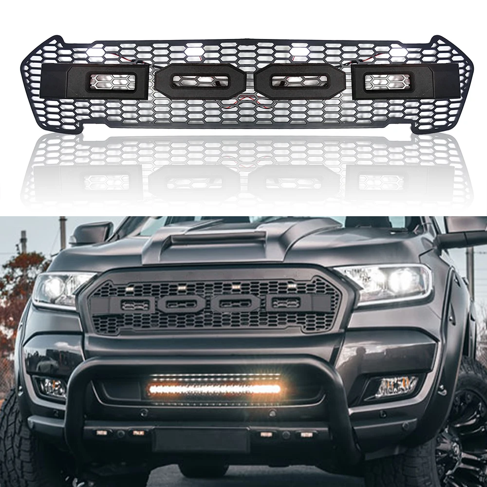 Para ranger grill raptor estilo cobra grade t7 2015-2018 px2 mk2 xl + xls xlt limitada wildtrak grelhas de corrida