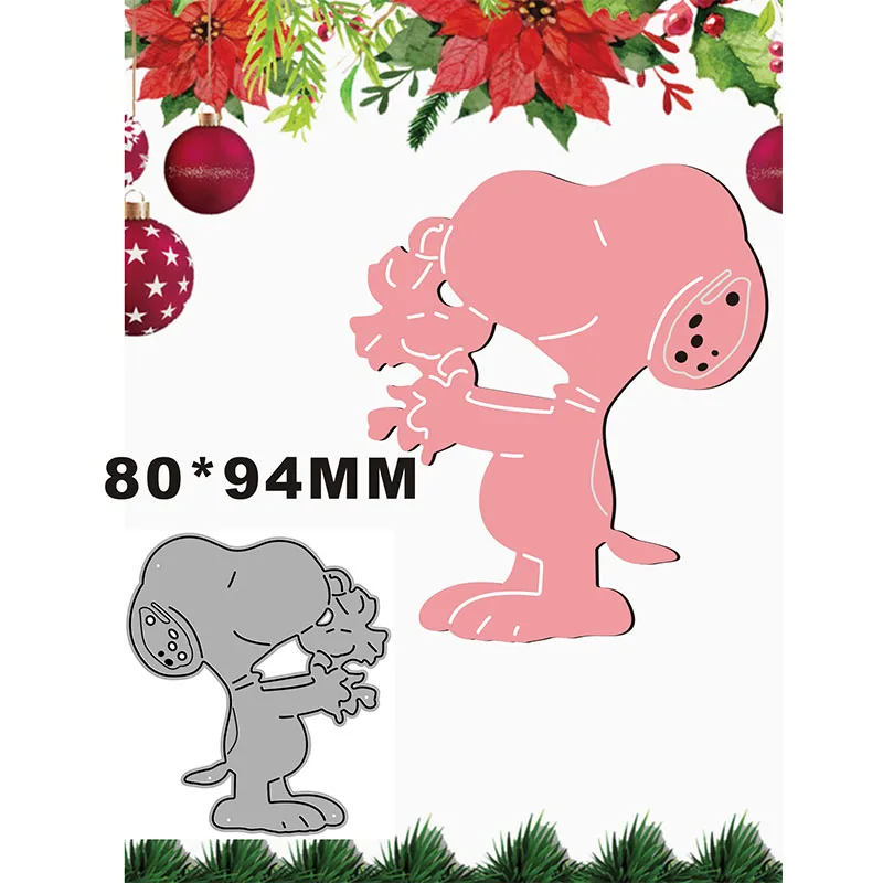 2021 New Cute Puppy Animal Gift Flower Metal Cutting Dies for Scrapbooking Paper Craft and Card Making Embossing Decor No Stamps