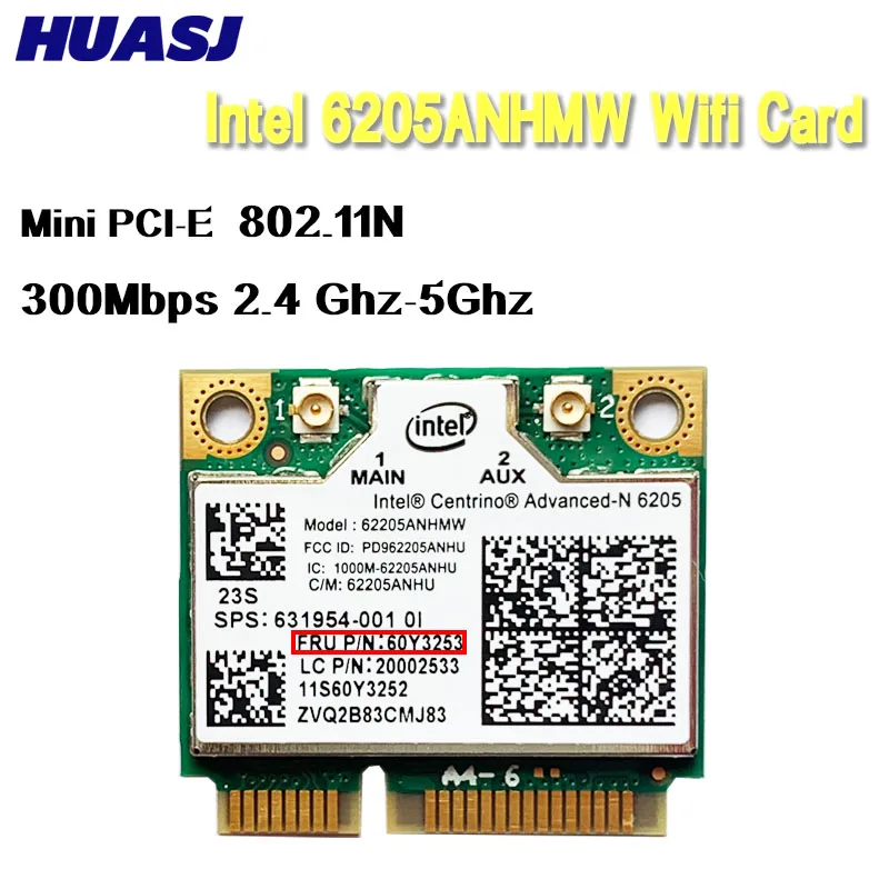 Huasjインテル® centrino® アドバンスト-n 6205 62205HMW 300 150mbpsの無線lanのpcie tarjetaパラibmレノボthinkpad x220 x220i t420 60Y3253