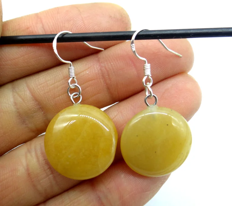 Natural stone Quartz crystal Turquoises tiger eye Opal Round cake Earring Pendant for diy Jewelry making Earring Accessories