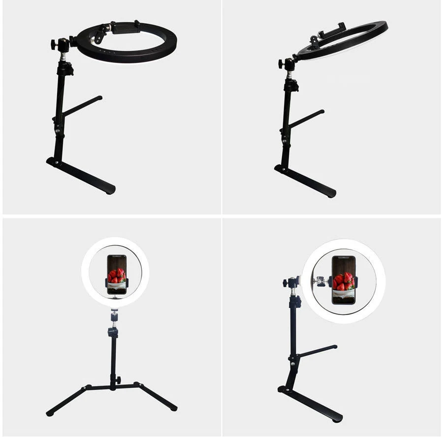 Desktop Overhead Tripod  for Video Shooting with Led Ring Light Lamp Tabletop Stand Tripods with Mobile Phone Holder For Nail Ar