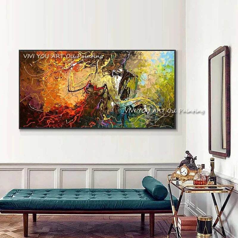 Palette Knife Colorful Hand Painted Textured Oil Painting Artwork Modern Oversize Abstract Art Extra Large Wall Art  Home Decor