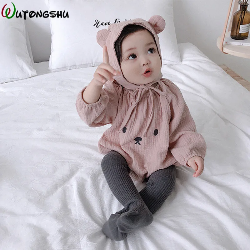 Baby Girl Rompers 0-24M Toddler Baby Girl Solid Jumpsuit Long Sleeve Rabbit Newborn Outfits Clothes Christmas Baby Costume