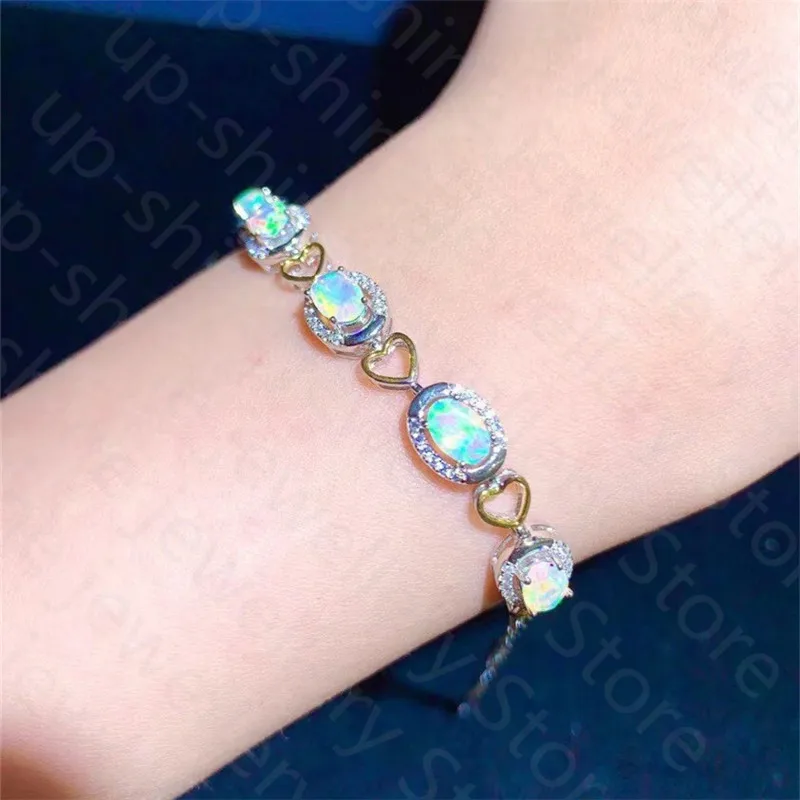 

Summer new style 925 silver inlaid natural opal bracelet, women's bracelet, fine inlaid, luxurious atmosphere