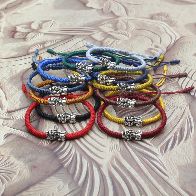 Fashion Pixiu Charm Bracelet Tibetan Buddhist Handmade Braided Adjustable String Bracelets for Women Men Lucky Jewelry Gift