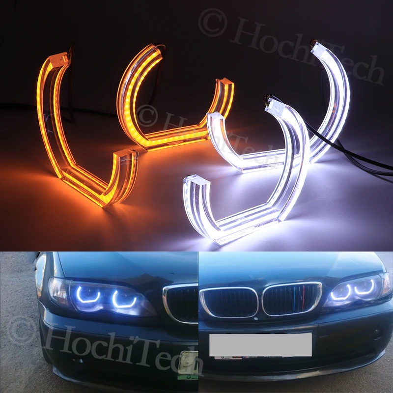 

Switchback Dual Amber White Crystal C LED Angel Eyes Rings For BMW 3 series E46 sedan facelift 2001-2005 halogen Headlight