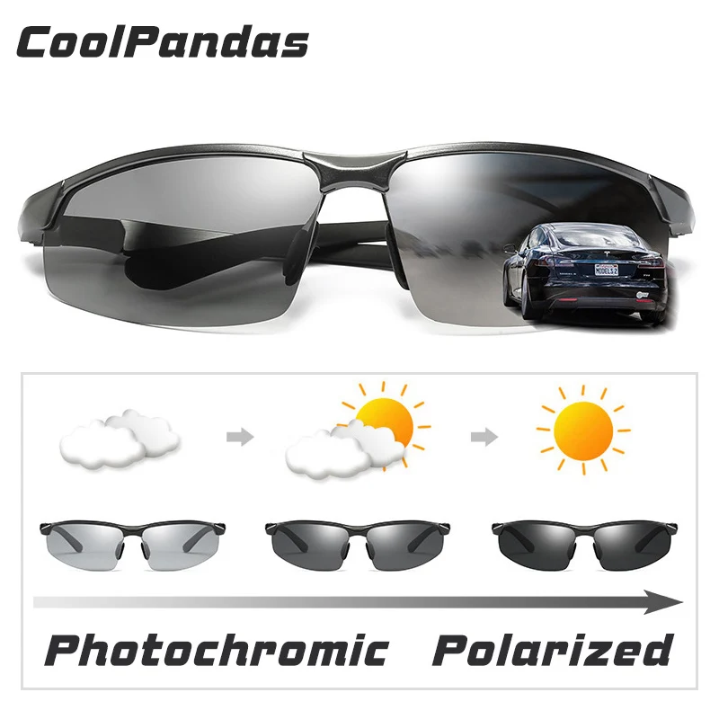 CoolPandas Brand Photochromic Sunglasses Men Polarized Chameleon Male Sport Sun Glasses Day Night Vision Driving zonnebril heren