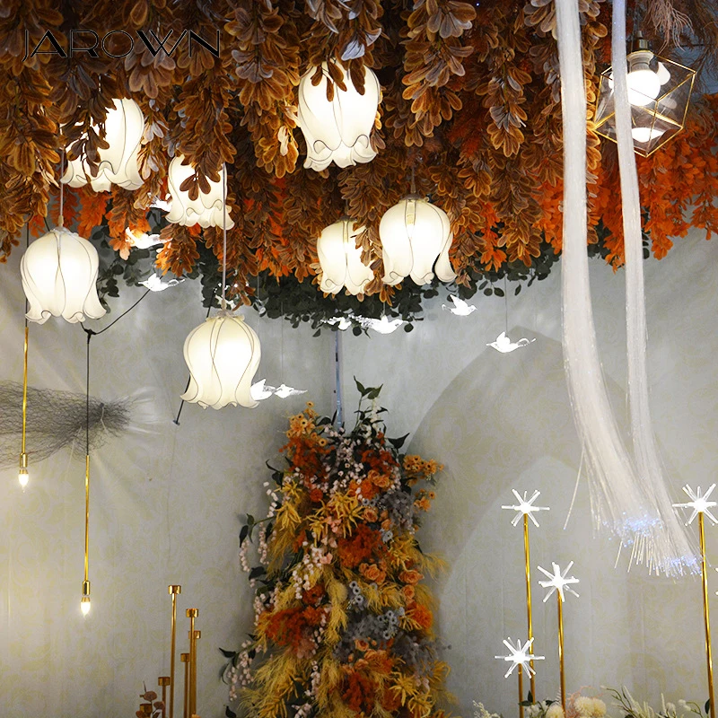 

JAROWN 10 Umbrella Shaped Lily Of The Valley Flower Hanging Lamp Wedding Decoration Chandelier Party Props Decor Lamp Home Decor