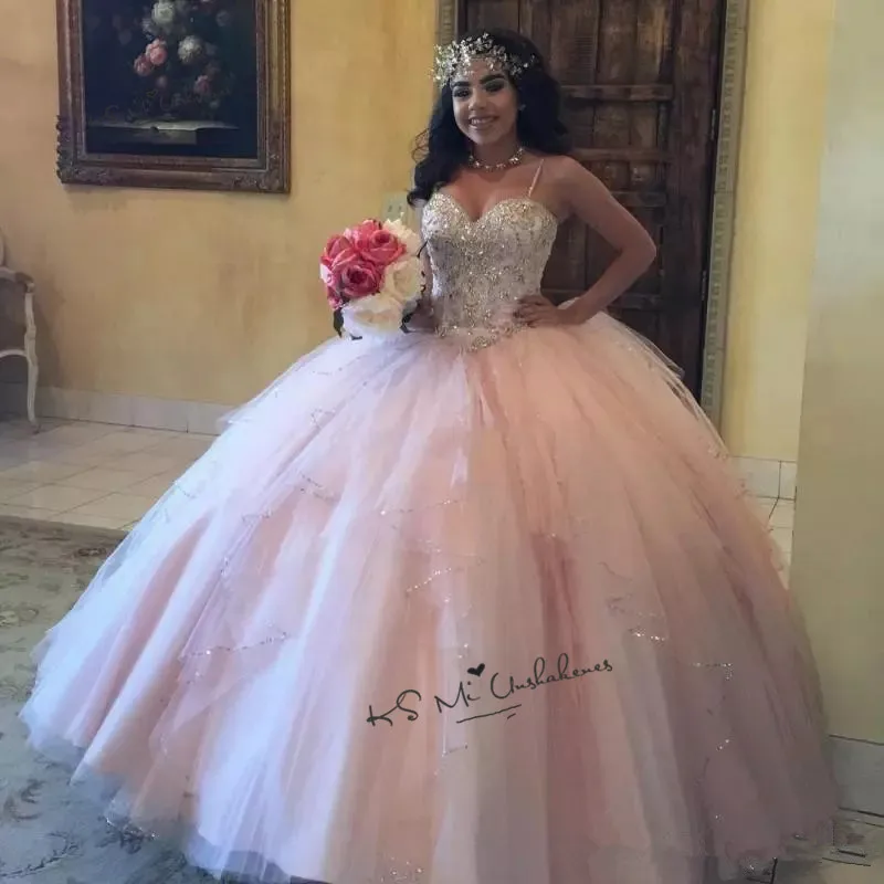 Pink Luxury Crystals Quinceanera Dresses 2020 Puffy Vestido de Debutantes e 15 anos Ball Gown Debutante Gown Sweet 15 Dress