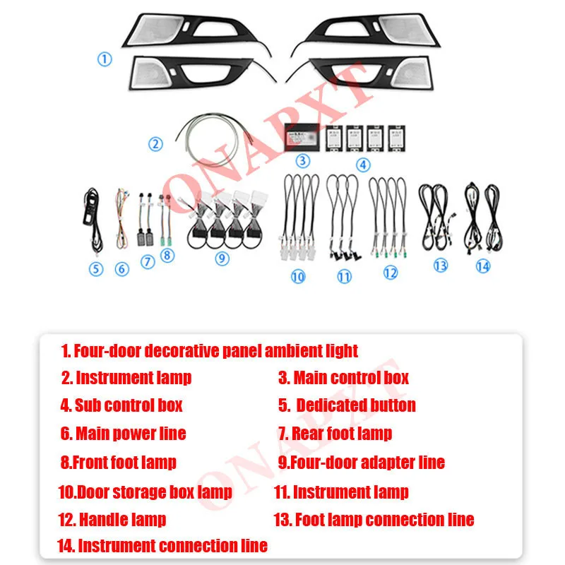 Car Ambient Light 64-Color Set For Volvo S60 2020-2024 Button and APP Control Decorative Atmosphere Lamp illuminated LED Strip