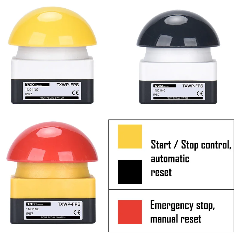 Pedal Switch AC/DC Power Switch NO/NC Start Contactor Emergency Stop Button Foot Handle Push Self Reset Locked In