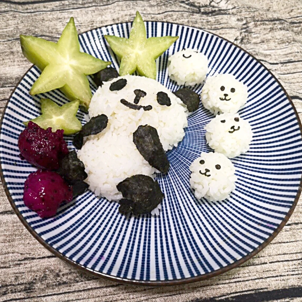 Dry Roasted Seaweed Cutter Set 4 in 1 Baby Panda Sushi Mold Sandwich Toast Cutter Mold DIY Panda Onigiri Rice Maker