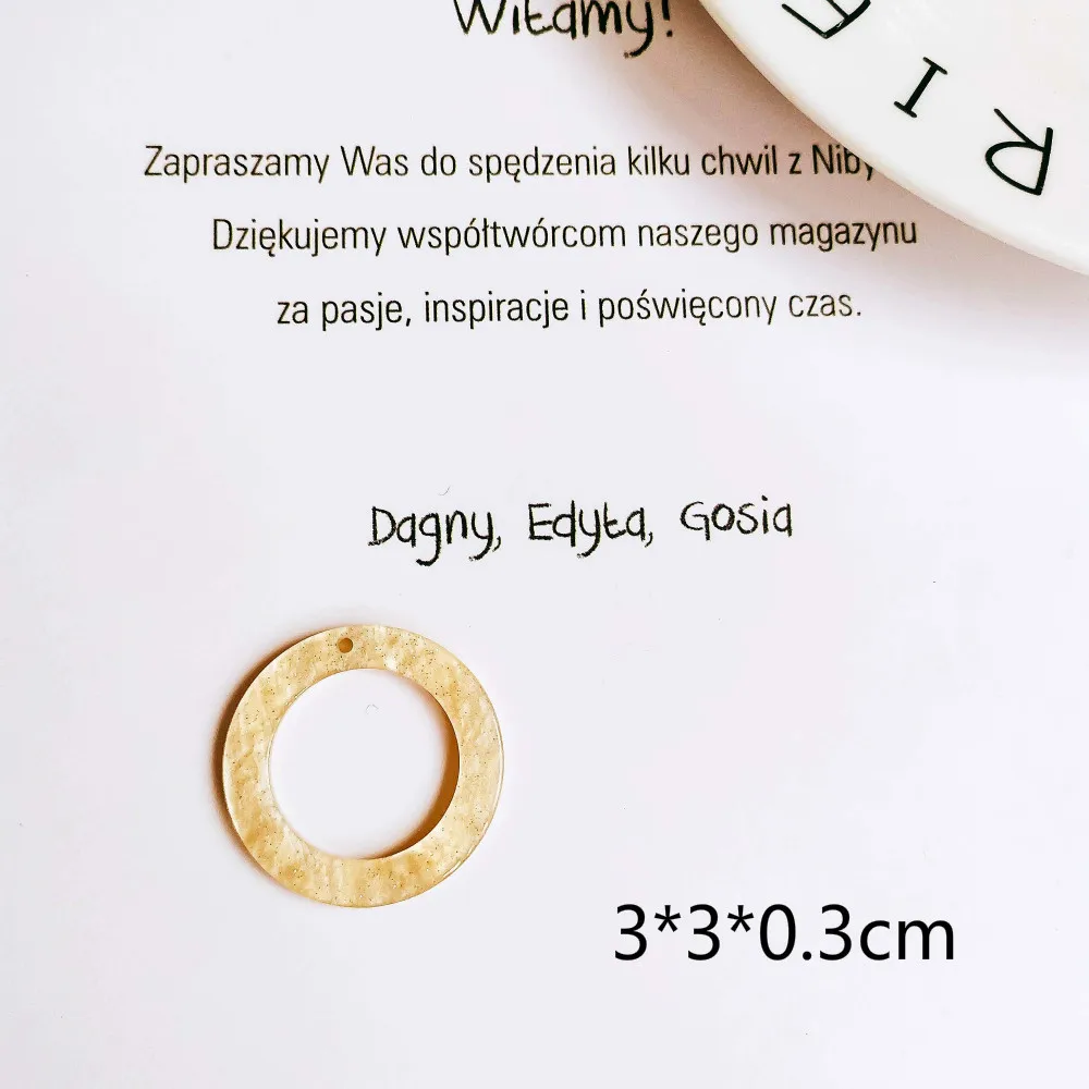 Eardrop Round Circle Acetic Acid Earring Accessories Pendant Necklace Charms Diy Handmade Material 8pcs