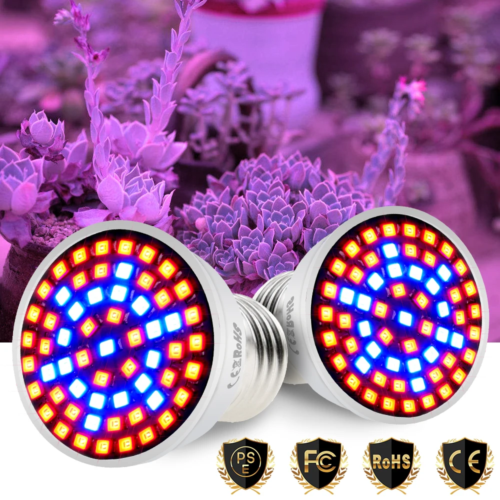 Phyto Grow box Lamps E27 Full Spectrum GU10 Plant Grow Bulbs MR16 Led Bulbs 48 60 80leds B22 LED Grow Chip Greenhouse Phyto Lamp