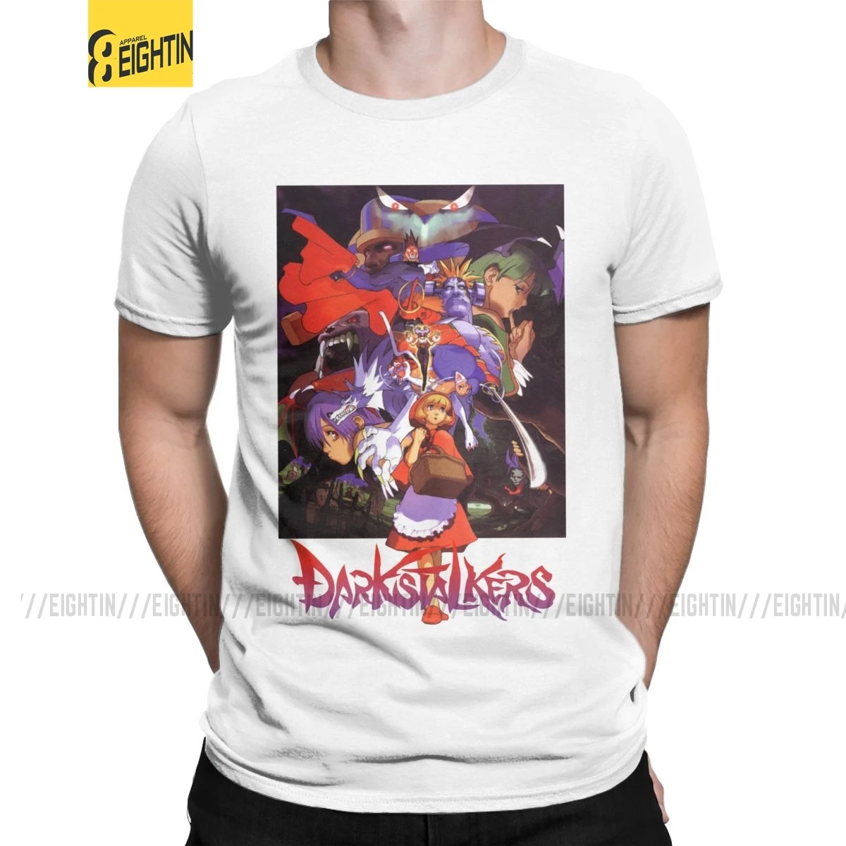 Darkstalkers-camisetas de algodón para hombre, camisa de manga corta con estampado de vampiro Salvador, Anime Aensland 80s Bats, talla grande