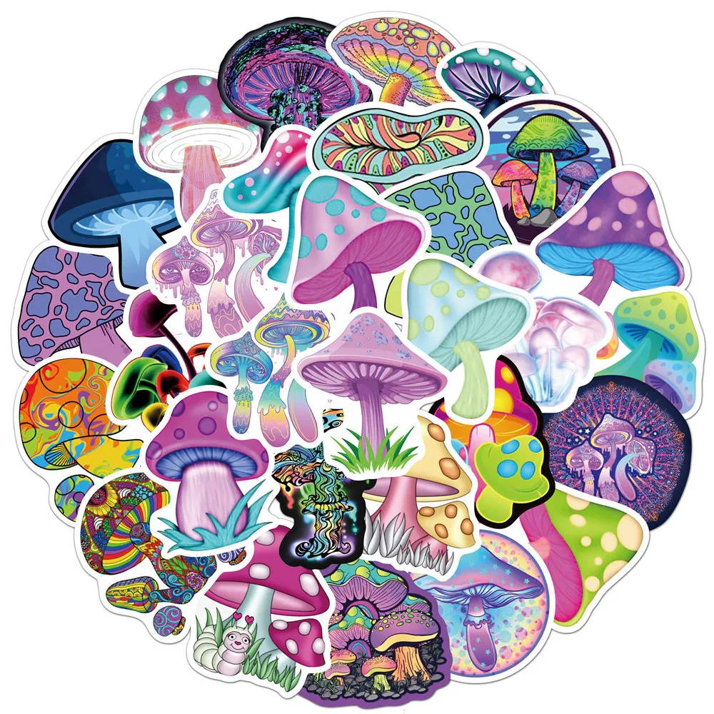 10/30/50PCS Cute Colorful Mushroom Waterproof Graffiti Stickers Skateboard Fridge Laptop Motorcycle Luggage Cartoon Kid Sticker