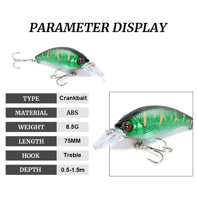 1Pcs Crankbait Fishing Lure Wobblers 8.4g 7.5cm Floating Minnow Artificial Hard Bait 3D Eyes Pesca Bass Pike Fishing Tackle