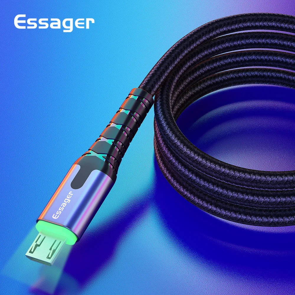 Essager Micro USB Cable 2.4A Fast Charger 3M Microusb Cable for Huawei Xiaomi LED Wire Android Phone Charging Data Cables Mobile