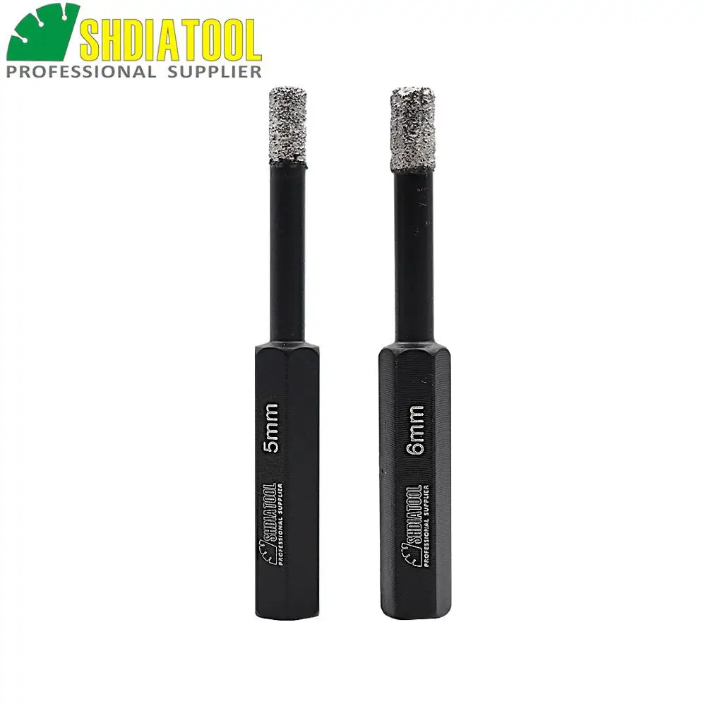 DIATOOL 3ชิ้น(6 + 8 + 10มิลลิเมตร)สูญญากาศBrazedบิตเพชรเจาะสำหรับหิน,พอร์ซเลน/กระเบื้องก่ออิฐ, Hex S Hank,แห้งดอกสว่าน