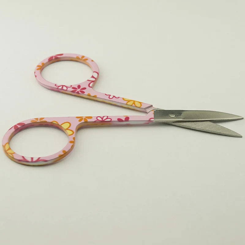 EasyNail  2pcs Professional Pink pattern Muti.  Nail Scissor Manicure For Nails Eyebrow Nose Eyelash Cuticle Scissors Curved