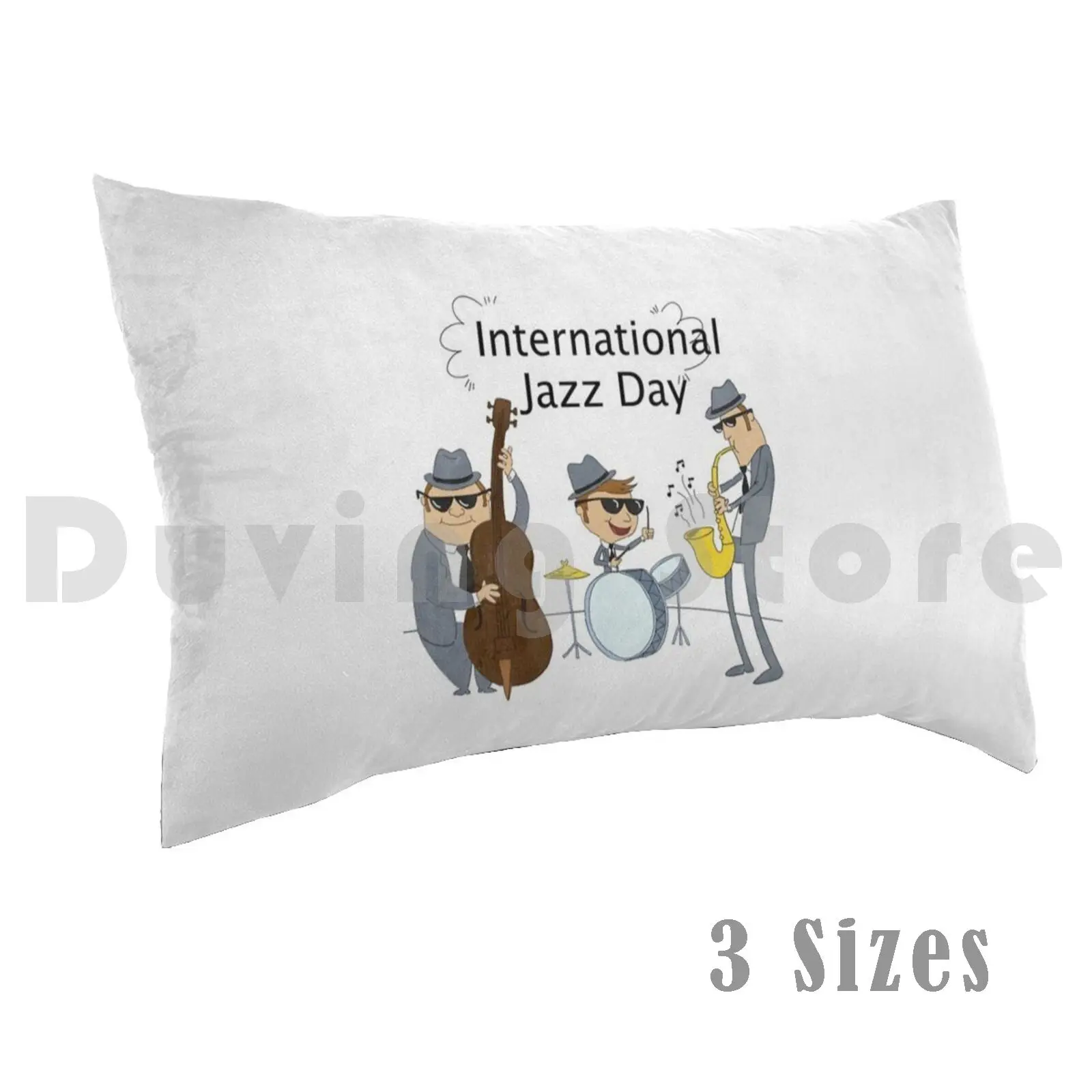 International Jazz Day Pillow Case Printed 50x75 Jazz Music Instruments Saxophone Trumpet Tuba Bass Cello Bow