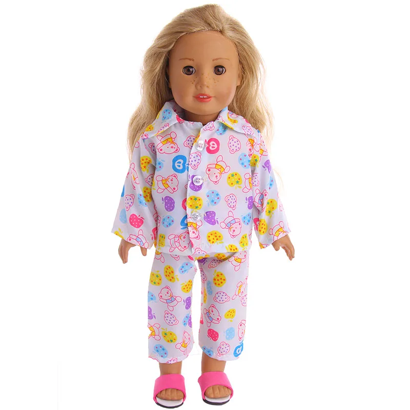 15 Model Boneka Piyama & Baju Tidur Lucu Pola Fit 18 Inci Boneka Amerika & 43Cm Boneka Lahir untuk Generasi Aksesori Mainan Anak Perempuan