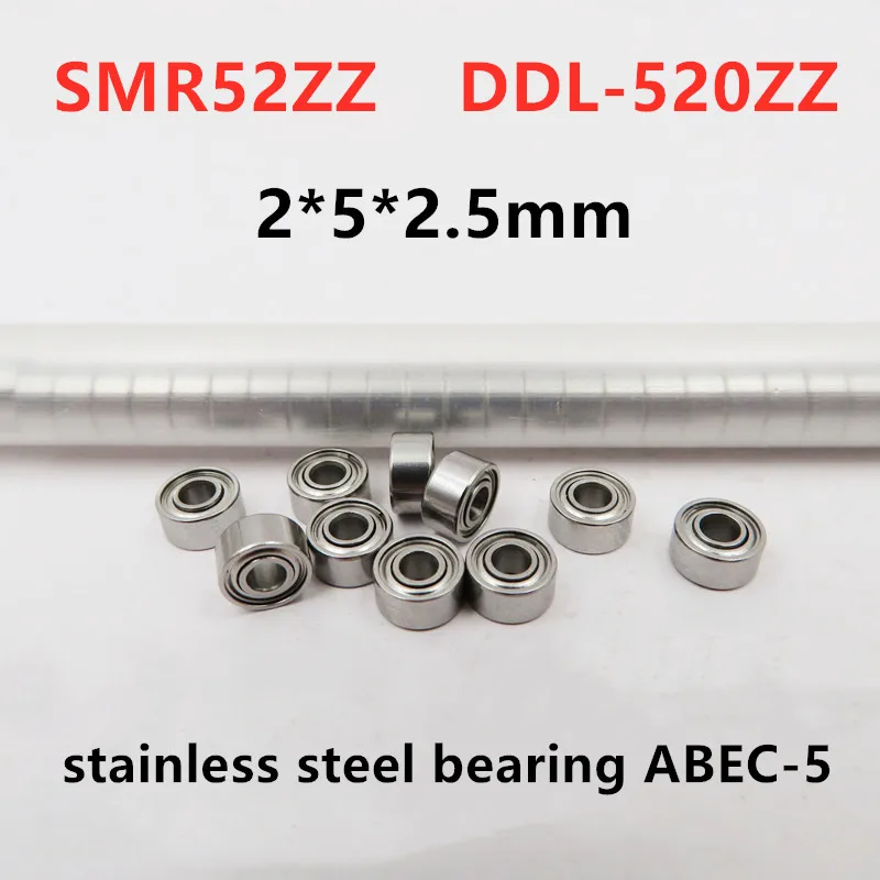 

50pcs ABEC-5 SMR52ZZ 2*5*2.5mm DDL-520ZZ stainless steel miniature ball bearing SMR52 -2Z 2x5x2.5 mm