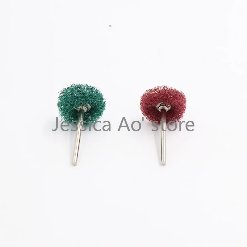20pcs Mix Size 25mm Mini spazzola per lucidatura elettrica ornamenti spazzola per pulizia con gambo 3mm spazzola in tessuto di cotone lana filo di acciaio